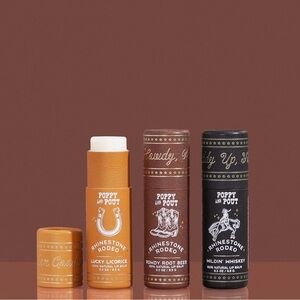 Poppy & Pout Lip Balm Trio Rhinestone Rodeo set of 3 natural lip balm